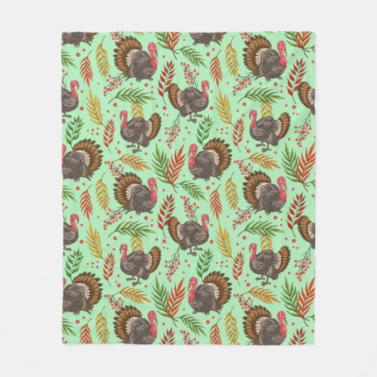 Couverture Polaire Turkey Gobbler In The Forest Pattern (Devant)