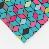 Couverture Polaire Turqouise et Motif de Cube rose (Coin)