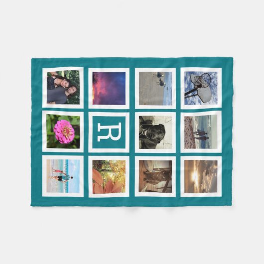 Couverture Polaire Turquoise 11 Photo Collage Mosaïque Carré Cadre Mo (Devant (Horizontal))