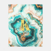 Couverture Polaire Turquoise Aqua Agate Golden Custom Monogramme mode (Devant)