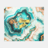 Couverture Polaire Turquoise Aqua Agate Golden Custom Monogramme mode (Devant (Horizontal))