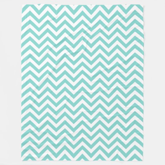 Couverture Polaire Turquoise Aqua White Large Chevron ZigZag (Devant)