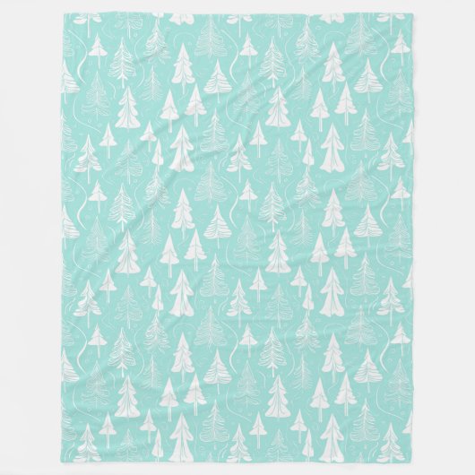 Couverture Polaire Turquoise Arbre de Noël Motif n° 6 ID1009 (Devant)