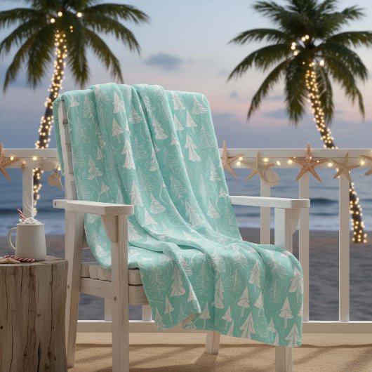 Couverture Polaire Turquoise Arbre de Noël Motif n° 6 ID1009