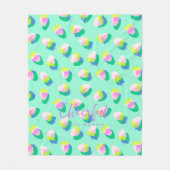 Couverture Polaire Turquoise aux fraises (Devant)