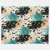 Couverture Polaire Turquoise Black Cream Gold Western Cowhide (Devant (Horizontal))