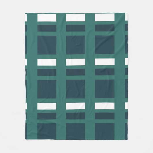 Couverture Polaire Turquoise Blanc Bleu Chèque Plaid Ferme (Devant)