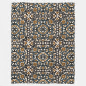 Couverture Polaire Turquoise Bleu ocre Brown Beige Bohème Tribu Art (Devant)