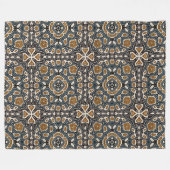 Couverture Polaire Turquoise Bleu ocre Brown Beige Bohème Tribu Art (Devant (Horizontal))