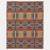 Couverture Polaire Turquoise Bleu Rouge Brown Orange Tribal Art Motif (Devant)