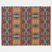 Couverture Polaire Turquoise Bleu Rouge Brown Orange Tribal Art Motif (Devant (Horizontal))