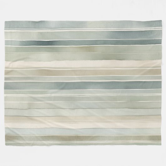 Couverture Polaire Turquoise bleu Sage Green Crème Distressed Stripe (Devant (Horizontal))