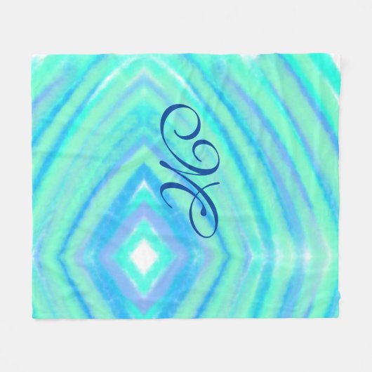 Couverture Polaire Turquoise bleu vert filigranes ajouter votre monog (Devant (Horizontal))