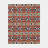 Couverture Polaire Turquoise Blue Rust Orange Rouge Brown Tribal Art (Devant)