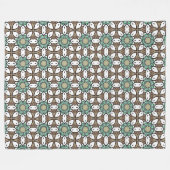 Couverture Polaire Turquoise, brown and white geometric mandala  (Devant (Horizontal))
