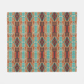 Couverture Polaire Turquoise Brown Burnt Orange Mosaic Art Motif (Devant (Horizontal))