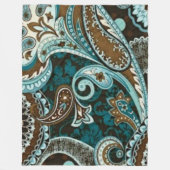 Couverture Polaire Turquoise Brown Vintage Paisley (Devant)