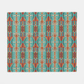 Couverture Polaire Turquoise Burnt Orange Brown Mosaic Art Motif (Devant (Horizontal))
