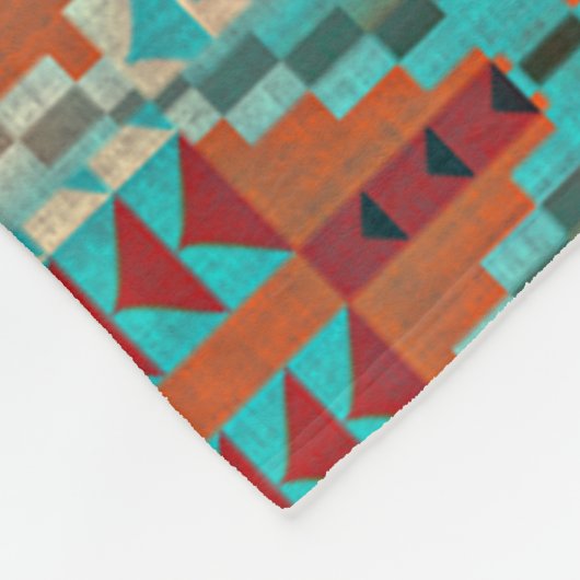 Couverture Polaire Turquoise Burnt Orange Brown Mosaic Art Motif (Coin)