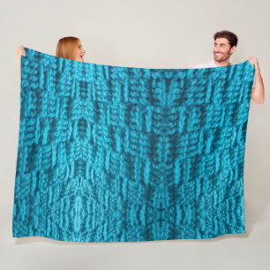 Couverture Polaire Turquoise de point d'armure de crochet