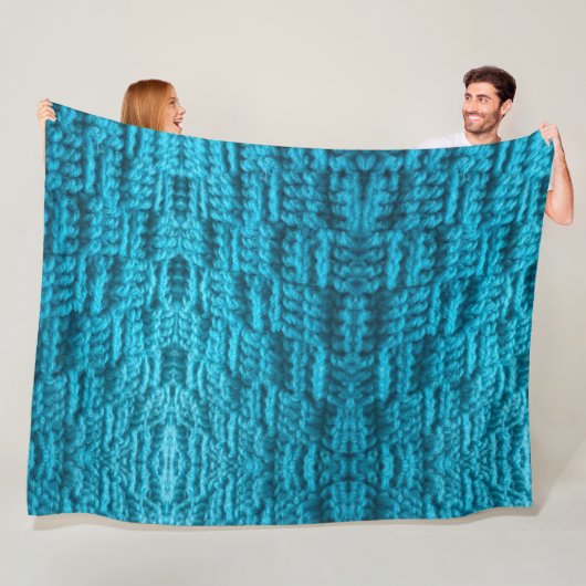 Couverture Polaire Turquoise de point d'armure de crochet (En situation)