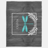 Couverture Polaire Turquoise Dragonfly Rustic Personnalisée Blanche p (Devant)