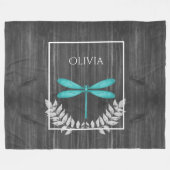 Couverture Polaire Turquoise Dragonfly Rustic Personnalisée Blanche p (Devant (Horizontal))