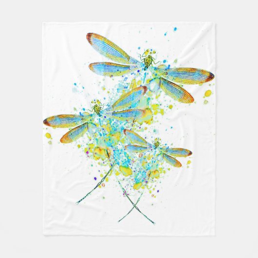 Couverture Polaire Turquoise éclaboussure de libellule (Devant)