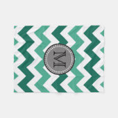 Couverture Polaire Turquoise et Mint Chevron Zigzag Monogram (Devant (Horizontal))