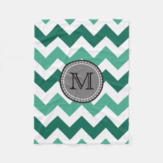 Couverture Polaire Turquoise et Mint Chevron Zigzag Monogram (Devant)