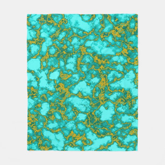 Couverture Polaire Turquoise et or (Devant)