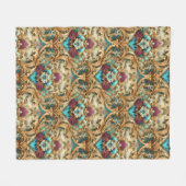 Couverture Polaire Turquoise et Or Damassé Orné (Devant (Horizontal))