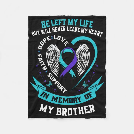 Couverture Polaire Turquoise Et Violet En Mémoire De Mon Frère Suicid (Devant)
