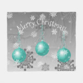 Couverture Polaire Turquoise fantaisie Ornement de Noël (Devant (Horizontal))