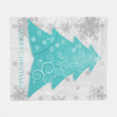 Couverture Polaire Turquoise Festif Arbre de Noël Toison Blanche (Devant (Horizontal))