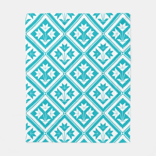 Couverture Polaire Turquoise Floral Quilt Fleece Blanket (Devant)