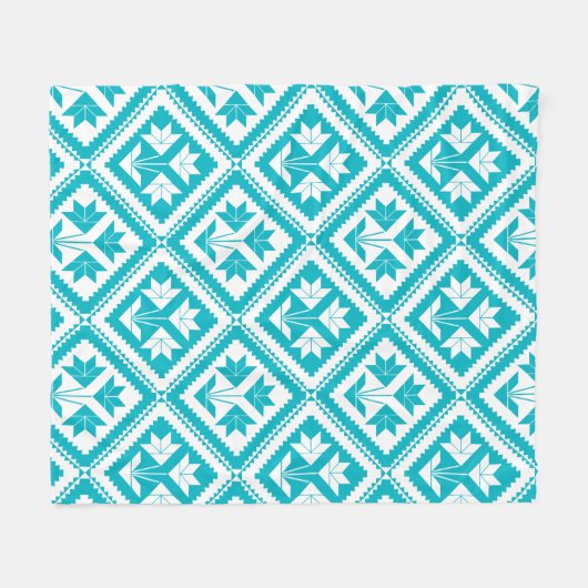 Couverture Polaire Turquoise Floral Quilt Fleece Blanket (Devant (Horizontal))