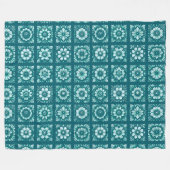 Couverture Polaire Turquoise Flowers Patterned (Devant (Horizontal))