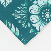 Couverture Polaire Turquoise Flowers Patterned  (Coin)