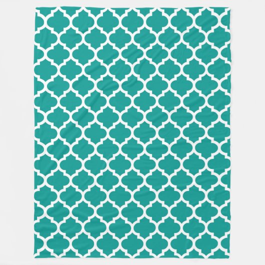 Couverture Polaire Turquoise foncé blanc marocain Quatrefoil Motif #5 (Devant)