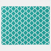Couverture Polaire Turquoise foncé blanc marocain Quatrefoil Motif #5 (Devant (Horizontal))