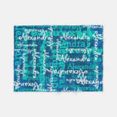 Couverture Polaire Turquoise Frozen Ice Blue Girls Nom Collage (Devant (Horizontal))