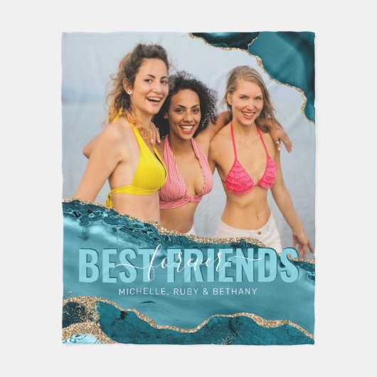 Couverture Polaire Turquoise Gold Best Friends Forever Photo (Devant)