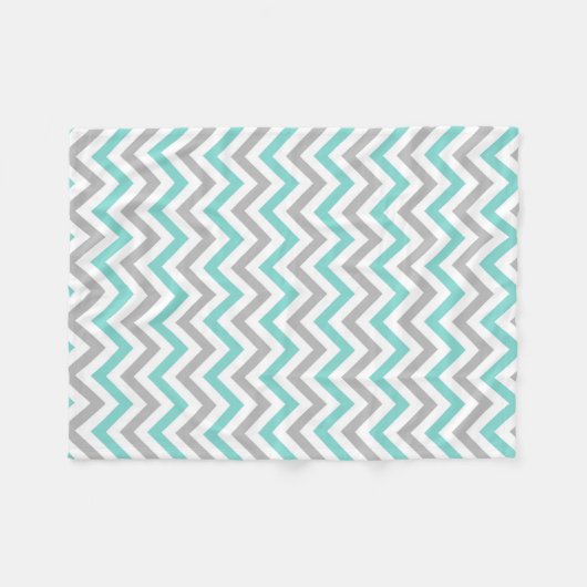 Couverture Polaire Turquoise, Gray, Wht Large Chevron Zig Zag (Devant (Horizontal))