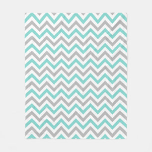 Couverture Polaire Turquoise, Gray, Wht Large Chevron Zig Zag
