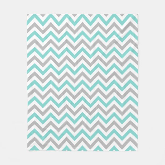 Couverture Polaire Turquoise, Gray, Wht Large Chevron Zig Zag (Devant)