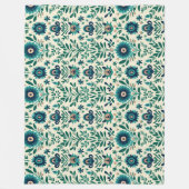 Couverture Polaire Turquoise Green Swedish Folk Art Motif (Devant)