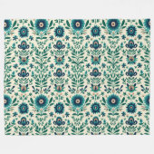 Couverture Polaire Turquoise Green Swedish Folk Art Motif (Devant (Horizontal))