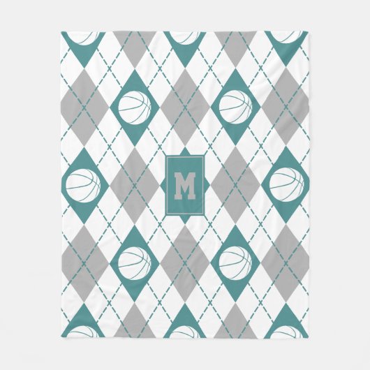 Couverture Polaire turquoise gris blanc équipe de basket couleurs Jac (Devant)