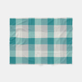 Couverture Polaire Turquoise, Gris et Carreaux Crème (Devant (Horizontal))